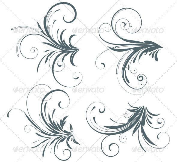Floral Decorative Elements - Flourishes / Swirls Decorative