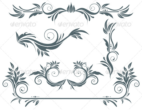 Floral Decorative Elements - Flourishes / Swirls Decorative