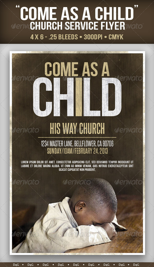 "Come as a Child" Church Service Flyer - Church Flyers