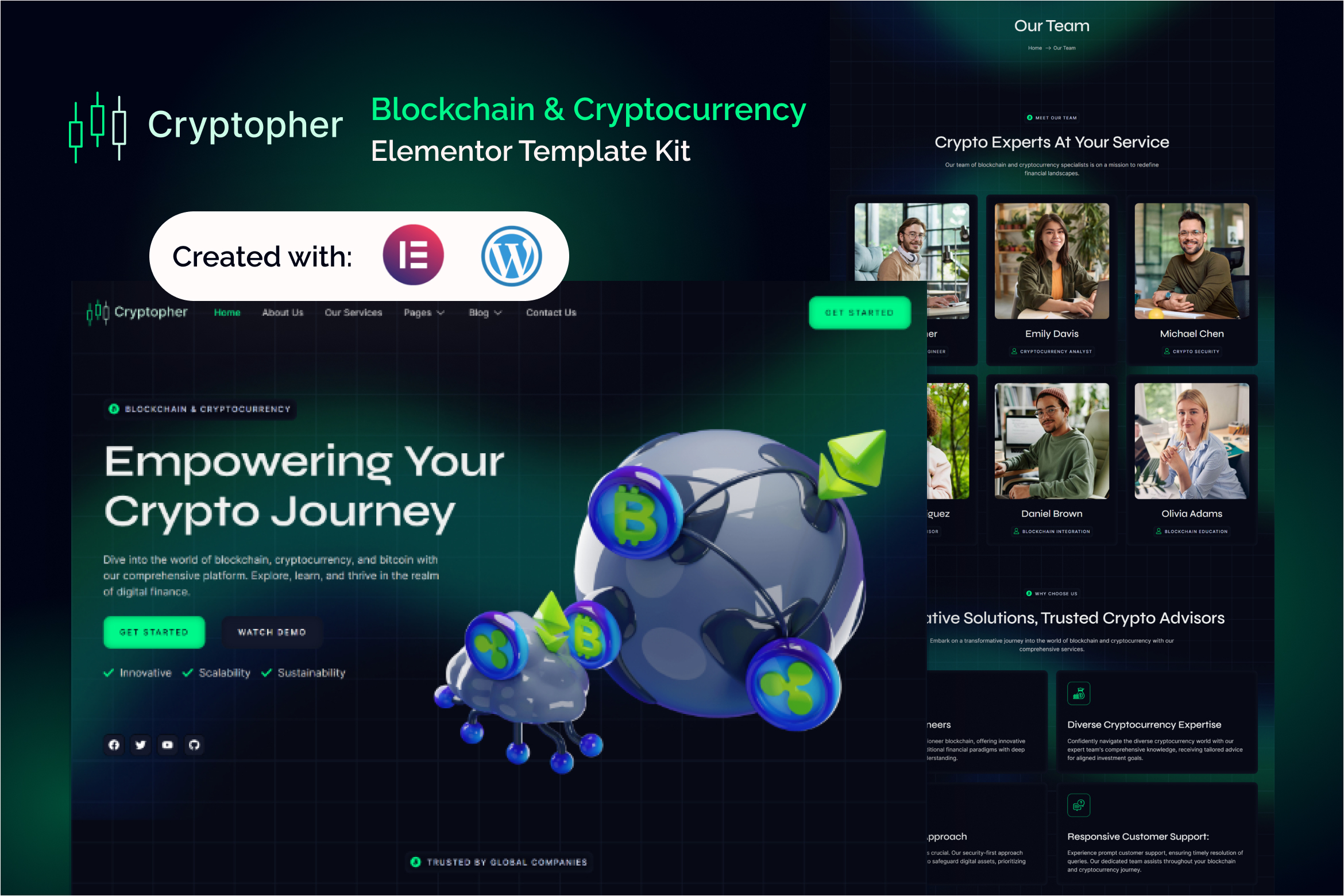 Cryptopher- Blockchain & Cryptocurrency Elementor Template Kit by ...