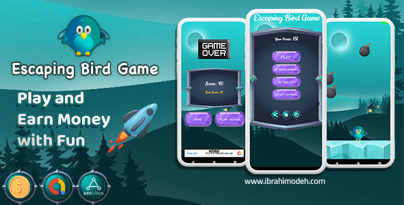 Escaping Bird Game - Play to Earn Money with Admin Panel and Admob