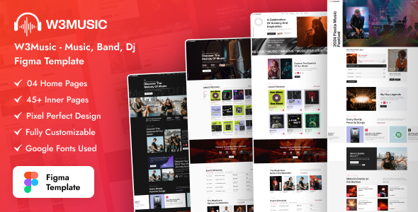 W3Music - Music, Band, Dj Figma Template