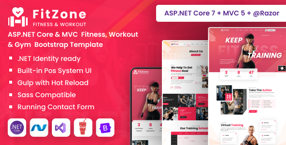 FitZone - ASP.NET Core & MVC Fitness, Workout & Gym Template