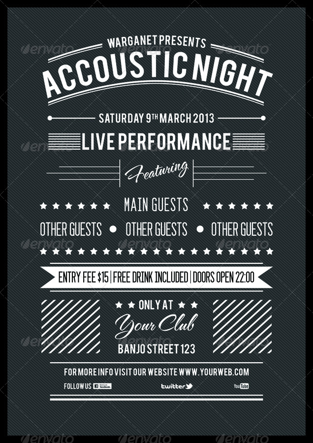 minimalist typography accoustic flyer by warganet graphicriver flyer minimalist