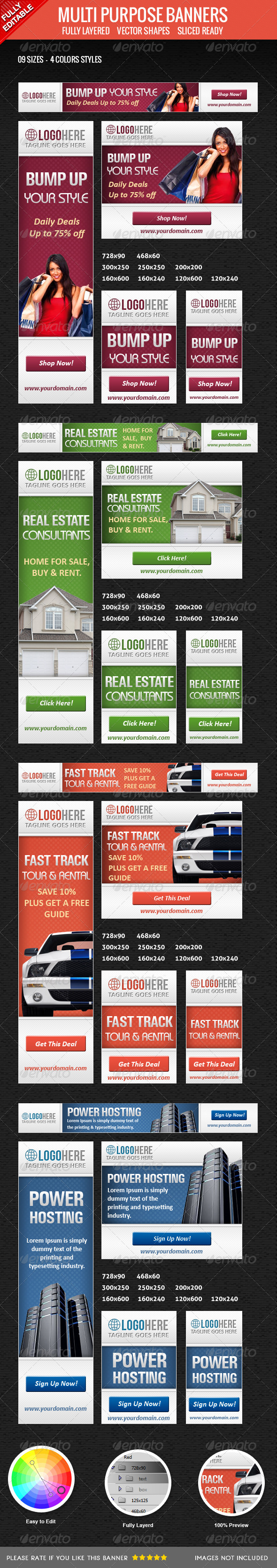 Multipurpose Banners Set - Banners & Ads Web Elements