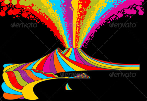 Landscape of Naples in Italy with Mount Vesuvius - Decorative Vectors