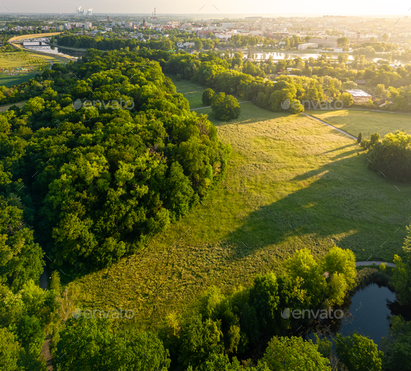 Aerial view of green areas on the outskirts of Opole, Poland Stock ...