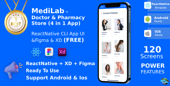 [DOWNLOAD]Doctor & Pharmacy App | ReactNative CLI | Figma + XD FREE | Life Time Update | MediLab