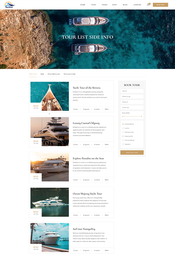 Yachter Yacht and Boat Travel & Rental WordPress Theme by siddhiinfosoft