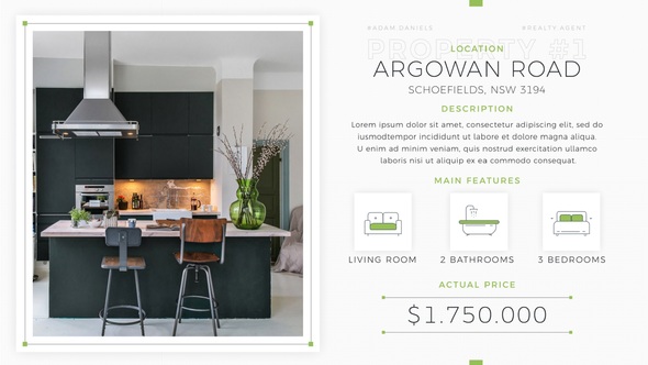 Minimal Real Estate Slides Video Displays template preview