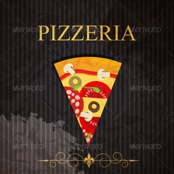 Pizza Menu Template, Vector Illustration - Food Objects