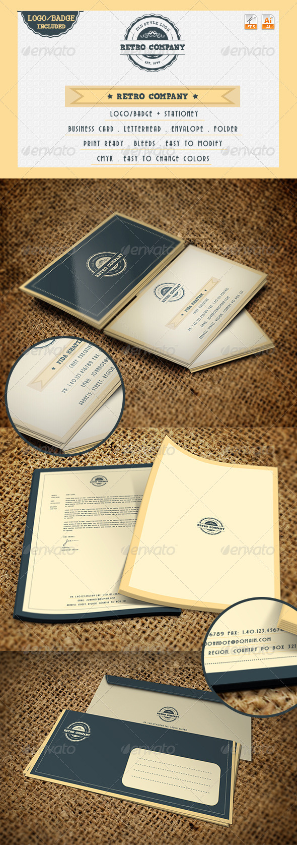 Retro Company - Logo and Stationery - Stationery Print Templates