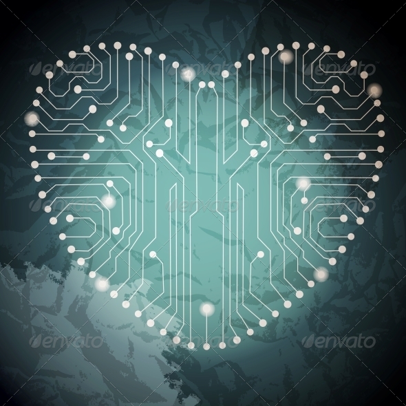 Circuit Board with in Heart Shape Pattern - Miscellaneous Vectors