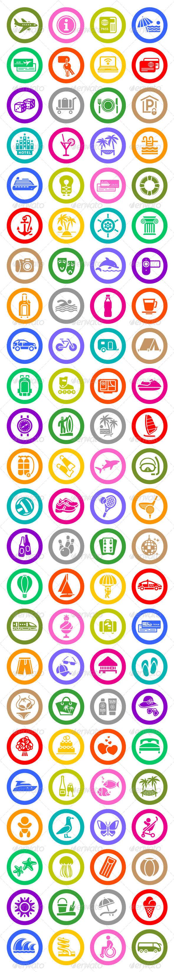 96 pcs. Vacation Icons. Travel Symbols - Icons