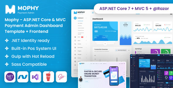 Mophy - ASP.NET Core & MVC Payment Admin Dashboard Template + Frontend