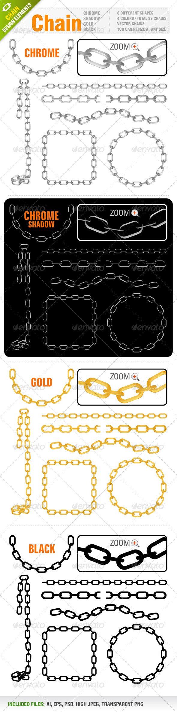 Chain Vector Set - Borders Decorative