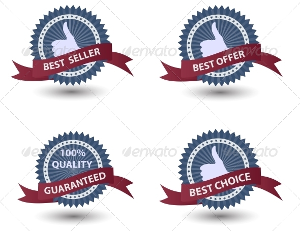 Vector Label with Red Ribbon. - Miscellaneous Vectors