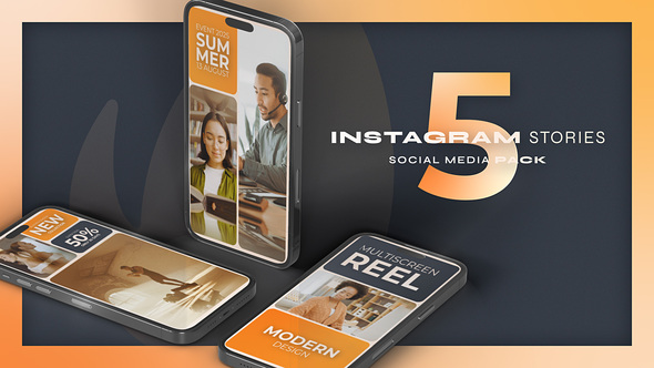 Instagram Multiscreen Vertical Reel Orange Product Promo template preview