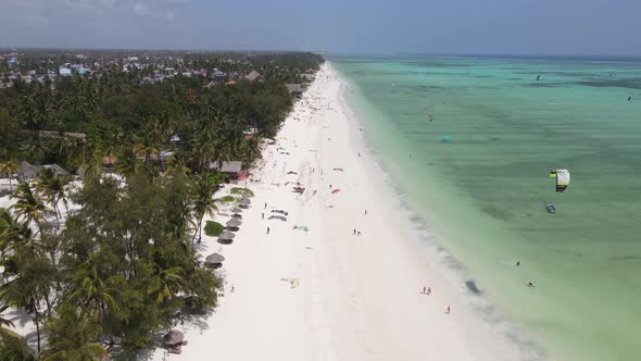 Kitesurfing Near the Shore of Zanzibar Tanzania alt