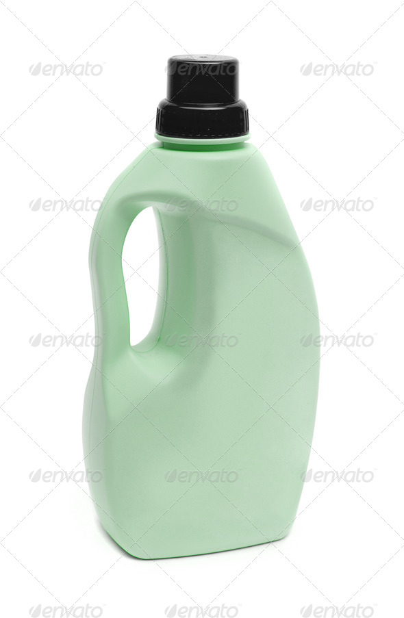 green plastic bottle isolated on a white background - Stock Photo - Images