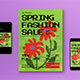 Green Pixelated Spring Fashion Sale Flyer Set