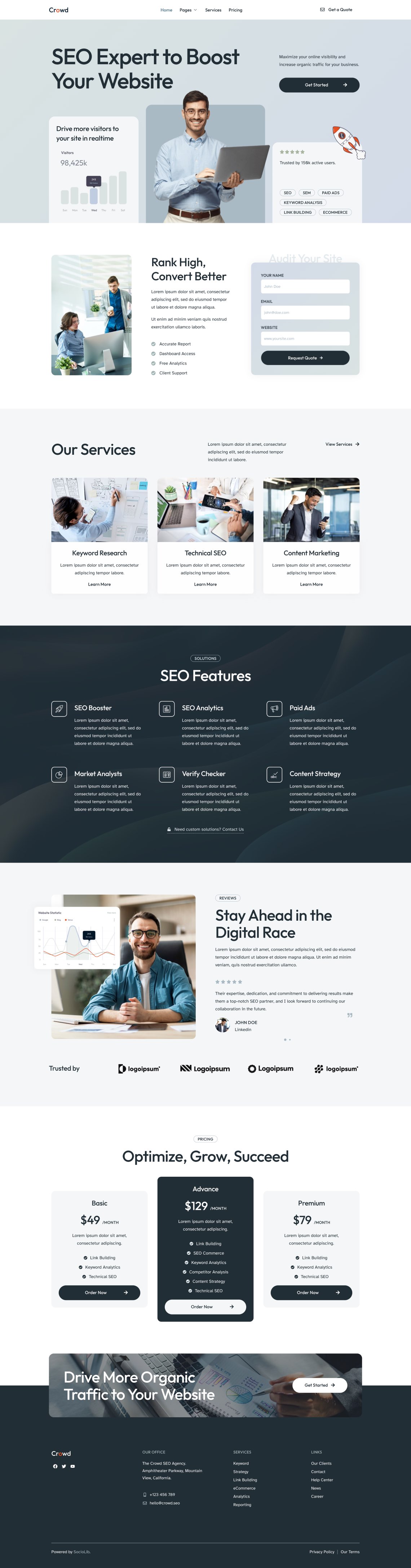 Crowd - SEO & Digital Marketing Agency Elementor Template Kit by sociolib