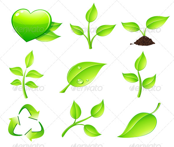Eco Icon Set - Flowers & Plants Nature