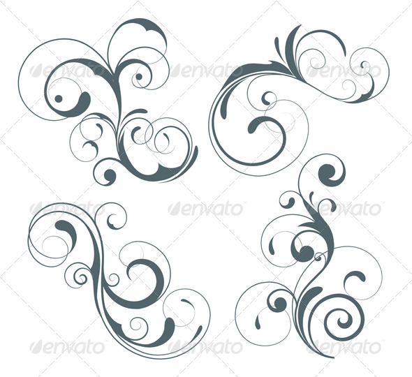 Floral Decorative Elements - Flourishes / Swirls Decorative