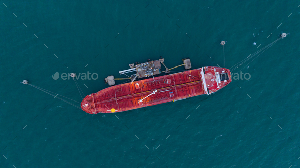Oil tanker ship. Red Oil Tanker runing in the ocean sea. petroleum ship transportation import