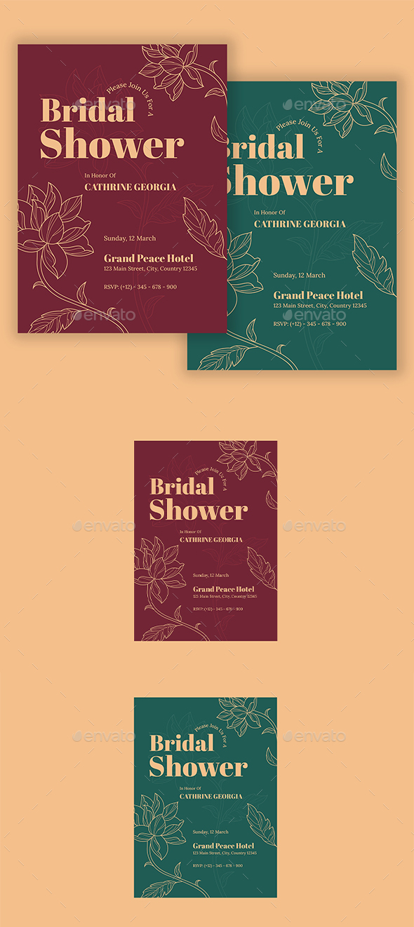 Bridal Shower Invitation Floral Line
