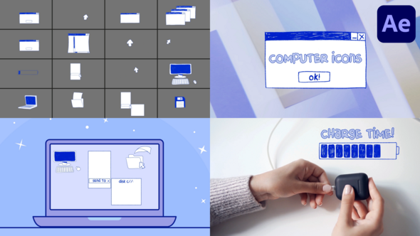 Computer Interface Icons Hand Drawn for After Effects Elements template preview