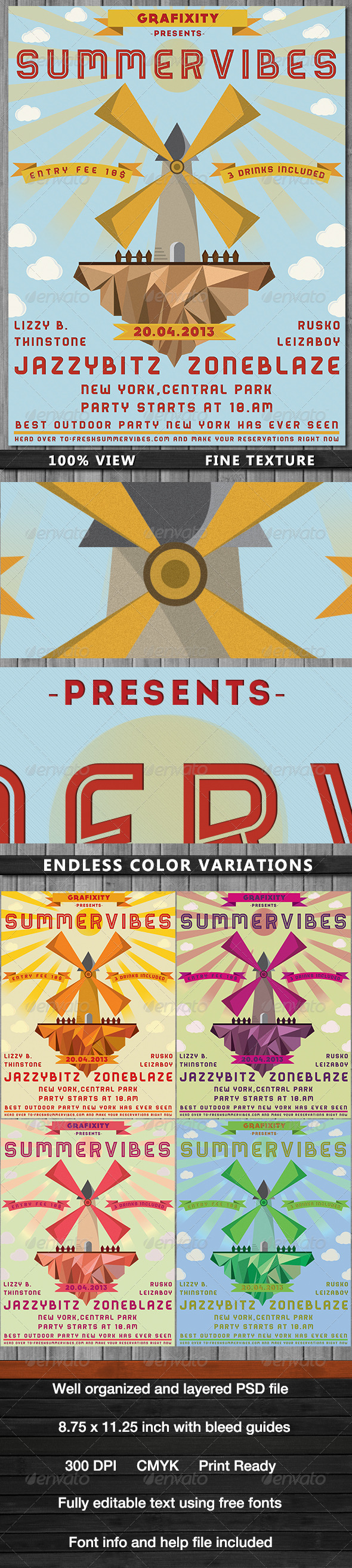 SummerVibes-Retro Summer Poster/Flyer - Flyers Print Templates