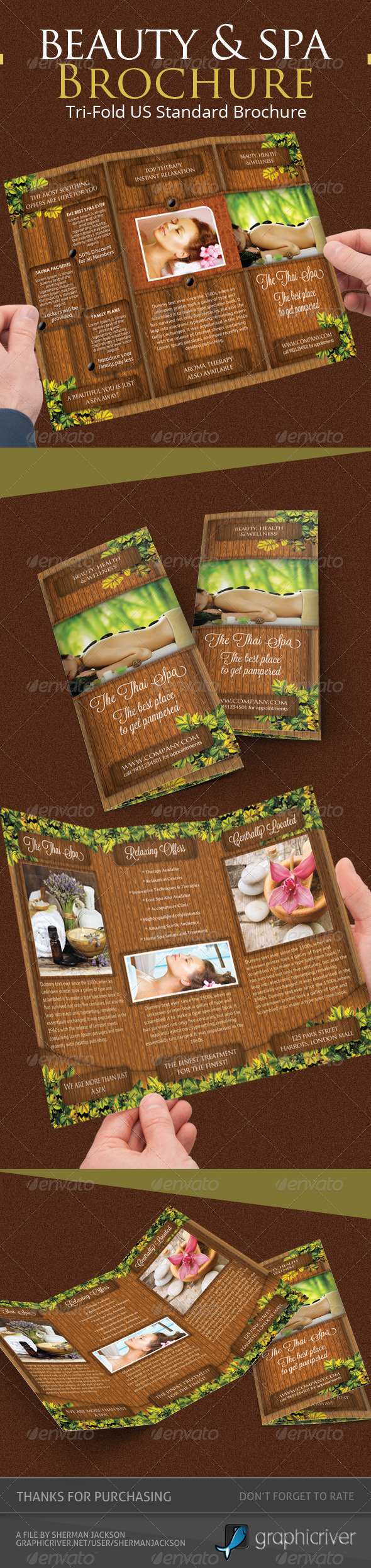 Beauty & Spa Trifold Brochure PSD Template - Brochures Print Templates
