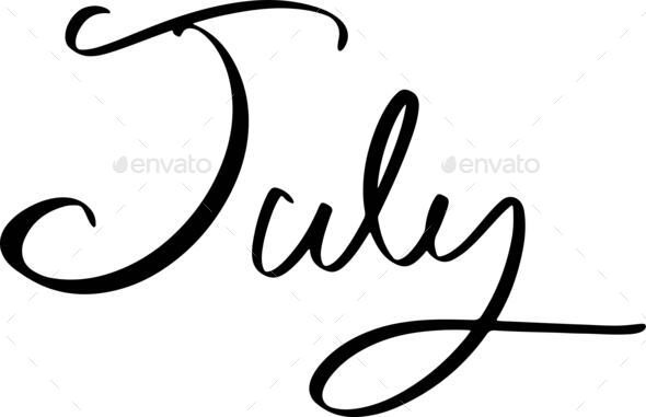 July month calligraphy text font july season vector illustration design typography lettering calenda