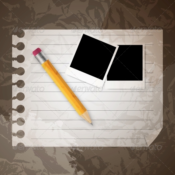 Yellow Wooden Pencil on a Blank Notepad - Miscellaneous Vectors