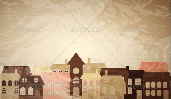 Card with a Little Town - Miscellaneous Vectors
