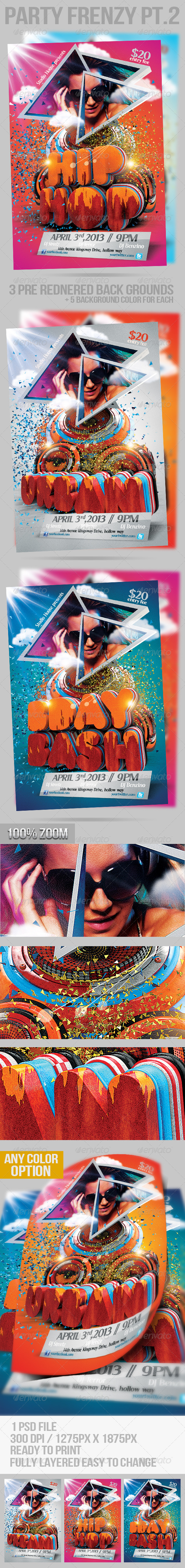 Birthday Bash Party Frenzy flyers Pt. 2 - Flyers Print Templates