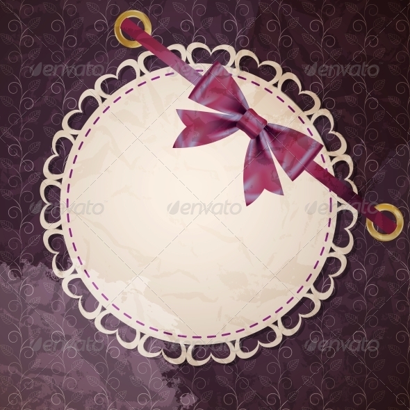Vector Greeting Card with Frame and Bow - Miscellaneous Vectors