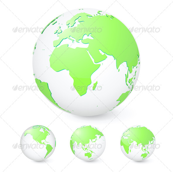 Green Globes Set - Conceptual Vectors