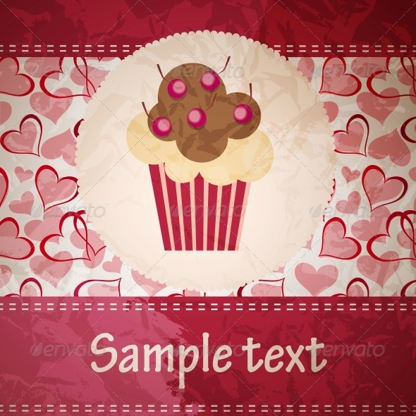 Card with a Cupcake - Food Objects
