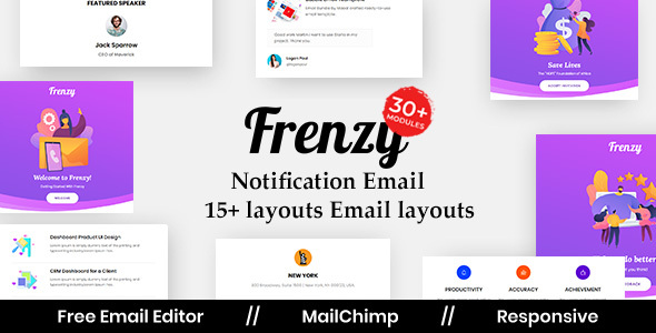 Frenzy – Notification & Transactional Email Templates Set