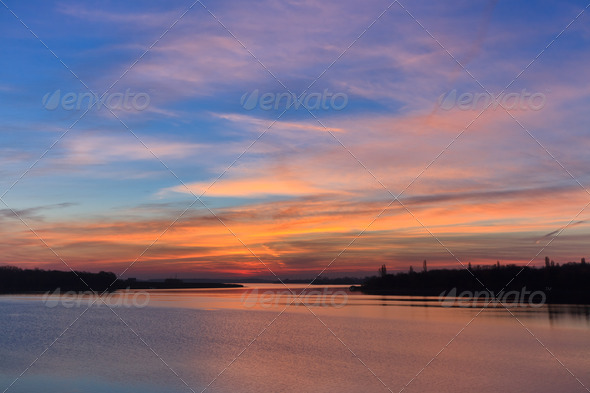 sunrise lake - Stock Photo - Images