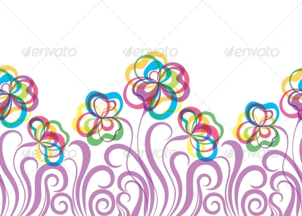 Seamless Pattern with Abstract Flowers - Patterns Decorative