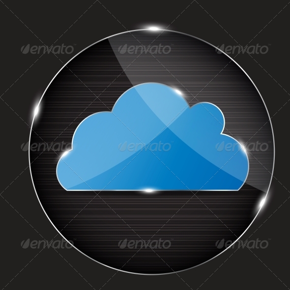 Vector Glass Button with Cloud Icon - Miscellaneous Vectors