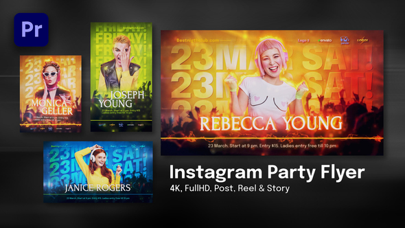 Instagram Party Flyer | Premiere Pro Premiere Pro template preview