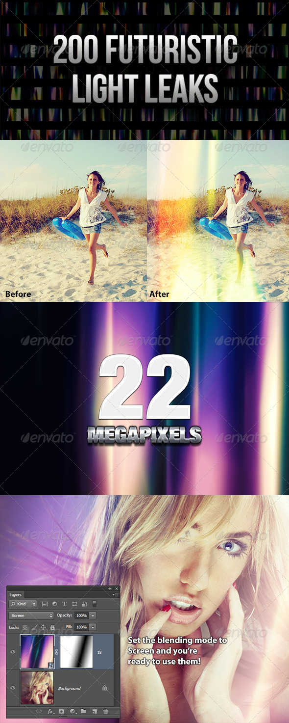 200 Futuristic Light Leaks - Abstract Textures