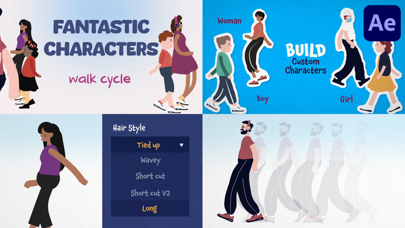 Fantastic Characters Walk Cycles for After Effects Elements template preview