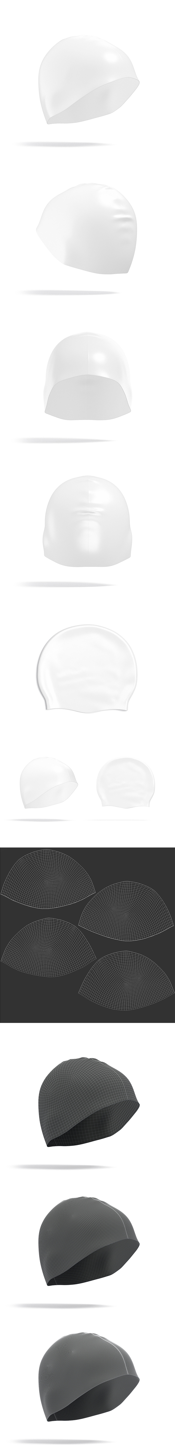 White Swim Cap Set - sports rubber swimming hat