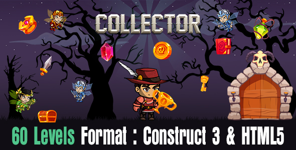 Collector Game (Construct 3 | C3P | HTML5) 60 Levels