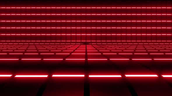 4k Sequential Red Neon Lights Cycles